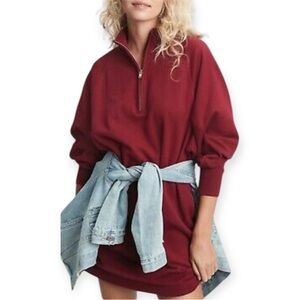 GAP Burgundy Quarter-Zip Sweatshirt dress